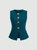 Women's Sleeveless round Neck Vest Elegant Fit Solid Color New Style Clothing_ecoleips.com