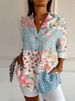 New Women's Floral Print Long Shirt Summer Trendy 3D Short Sleeve Fashion European American Style Top_ecoleips.com