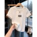 Summer New Style Women's White Cotton T-Shirt Short Sleeve Slimming Simple Versatile Elegant Base Layer Top_ecoleips.com