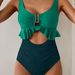 2026 New Women's One-Piece Swimsuit Hollow Out Back Splice Color Sexy Slim High Waist Cross-Border Swimwear Lace Trim_ecoleips.com
