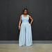 TW883 Women's Wide Leg Chiffon Jumpsuit High Waisted with Suspenders Summer Casual Loose Fitting Solid Color Romper_ecoleips.com