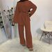 Muslim Suit Women's Fashion Plus Size Simple Wide Leg Pants Tie Set_ecoleips.com
