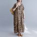 Vintage Inspired V-Neck A-Line Dress, Summer Polyester Flowy Midi Dress With Leopard Print, Casual Elegant Swing Dress For Women_ecoleips.com
