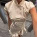Women's Elegant Ruffled Short Sleeve Stand Collar Belted A-Line Asymmetrical Mini Dress – Solid Color Casual Spring Gown_ecoleips.com