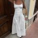 Women's Clothing White Spaghetti Strap Dress Ruched Long Cotton Dress Summer New_ecoleips.com