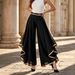 Patchwork Layered Chiffon High-Waisted Casual Wide Leg Pants American Fashion Style For Women_ecoleips.com