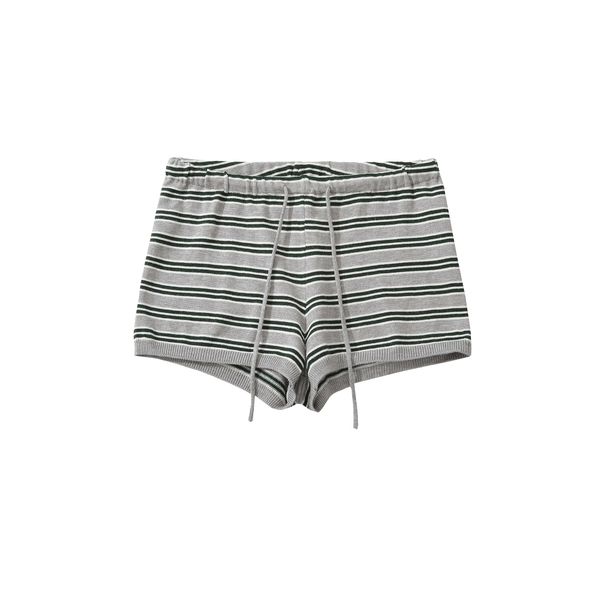 Women’s Color Block Knit Set – Striped Long Sleeve Cardigan & Drawstring Shorts, Y2K Retro Casual Outfit (Black, Gray)_ecoleips.com