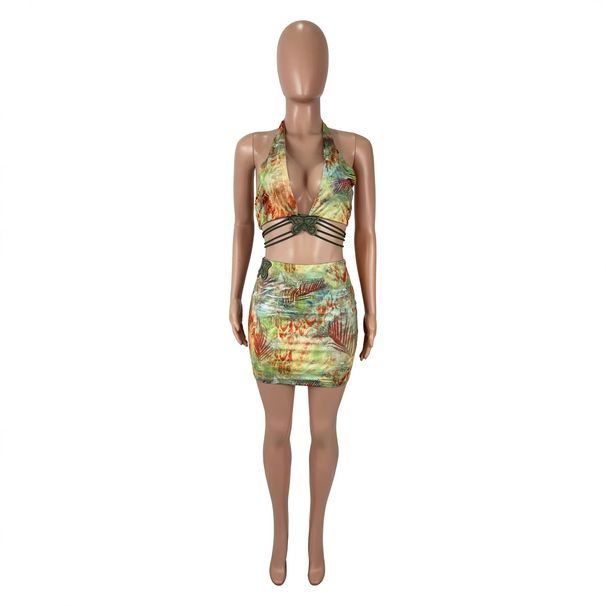 Women's Sexy Camisole Bodycon Midi Skirt Set Slim Fit Butterfly Embroidered Clothing_ecoleips.com