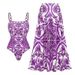 Flaxmaker Women Sexy Bikini Set Swimsuit Sling Classic Majolica Series Pattern Print One Piece Swimsui Summer Biquini Beachwear_ecoleips.com