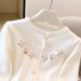 Women's Clothing Style Women's Sweater Cardigan Soft Cozy Floral Embellished 3D Round Neck Top For Autumn Winter Fashion_ecoleips.com