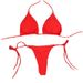 Women's Clothing Bikini Set Solid Color Sexy Swimsuit With Breast Pad Milk Silk Ladies Split Tie_ecoleips.com