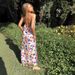 Elegant Off-Shoulder Backless Slit Maxi Dress Floral Embroidery Gold Chain Sequin Details White Pink S XL_ecoleips.com