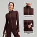 Women's Clothing Slim Fit Sports Jacket Long Sleeve Yoga Top With Finger Cots Stand Collar High End Sportswear_ecoleips.com