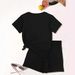 Women's Clothing Casual Letter Print Sportswear Set Short Sleeved Top & Shorts Spring/Autumn Summer Fashion_ecoleips.com