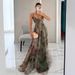Foreign Trade 2025 European And American Spring/Summer New Mesh Printed Strap INS Vacation Casual Party Dress_ecoleips.com
