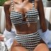 Women's Clothing Women's Two Piece Swimsuit Black White Color Blocking Sexy Bikini For Formal & Casual For Women_ecoleips.com
