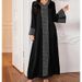 Women's Heavy Duty Rhinestone V Neck Long Dress Elegant Temperament Banquet Evening Gown Fashion plus Size Clothes_ecoleips.com