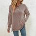 2026 European American Cross-border Women's Clothing Autumn And Winter New Twist Stripe Slit Long-sleeve Loose_ecoleips.com