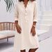 Women's V Neck Ruffled Long Sleeve Shirtdress – Slim Fit Casual Office Spring Dress 2026_ecoleips.com