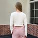 Voya Women's Autumn Fashion New Style Long Sleeved Unique And Chic Hollow Short Style Lace Up Breathable Solid Color Top_ecoleips.com
