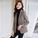 Qigu Niang Gray Women's Blazer Autumn And Winter 2023, Woolen Elegant Coat For Petite Ladies, Thick Versatile Top_ecoleips.com
