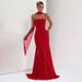 Women's Elegant Sleeveless Chiffon Long Dress D25DS477 European American Style Solid Color Strapless Patchwork with Ribbon Autumn Winter New_ecoleips.com