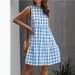 Women's Clothing Summer Casual Pocket Plaid Sleeveless Splicing Large Swing Loose Vest Dress Fashion Dress_ecoleips.com