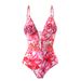 Women's Red One Piece Swimsuit Sexy Suspender Design Summer Vacation_ecoleips.com