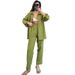 In Stock European American Foreign Trade Suit For Women Ladies Loose Sleeve Shirt Spring And Long Pants Women's_ecoleips.com