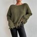 Women's Clothing Women's Autumn And Winter Solid Color Round Neck Design Hole Loose Large Size Knitted Sweater_ecoleips.com