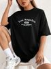 Women's Clothing Women's Casual Black T-Shirt Round Neck Short Sleeve Letter Print Simple Sports Top Style Loose Fit_ecoleips.com
