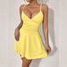 Women's V Neck Spaghetti Strap Backless Dress Solid Color American Style Casual Elegant Fashion Summer Short Sexy New 2026_ecoleips.com