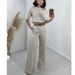 Women's Clothing Cotton And Linen Short Tops High Waist Wide Leg Suit Pants Women's Suit_ecoleips.com