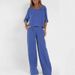 K Casual And Fashionable Pocket Pants Beach Suit Short Sleeved Top Pullover Set Women's Solid Color Two-piece Set_ecoleips.com