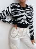 Leopard Print Women's Short Sweater O-Neck Knitted Pullover Tops Elegant Autumn Winter Fashion Knitwear Jumper_ecoleips.com