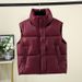 Aria Basics 2025 New PU Down Cotton Vest Korean Style Loose Fit Short Slimming Jacket Petite People With Stand Collar For Autumn And_ecoleips.com