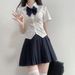 Women's Slimming Pleated Skirt And Long Sleeved Fitted Shirt Set JK Style Japanese Schoolgirl a Versatile Wholesale Clothing_ecoleips.com