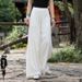 Women's Clothing Textured Linen Versatile Version Lengthen Legs Elegant and Chic Women's Skirt Pants Wide-leg Pants_ecoleips.com