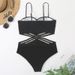 Women's Clothing Sexy Black Triangle One Piece Swimsuit Women's Steel Support Hard Bag High Waist Bikini_ecoleips.com