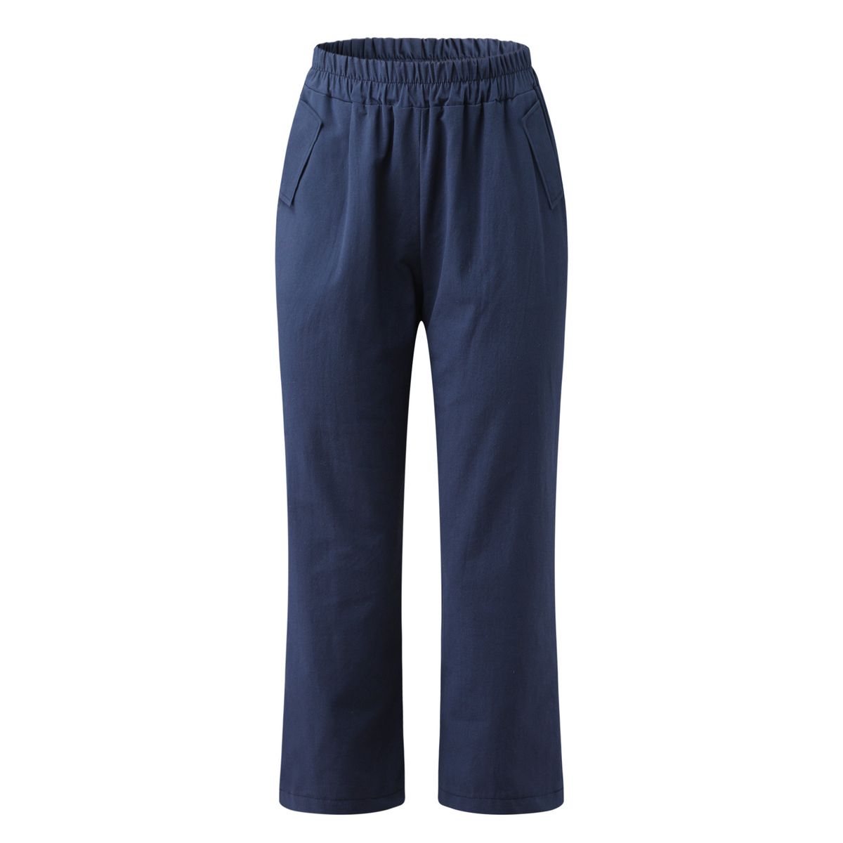 Suitable For All Seasons Summer Cotton Linen Solid Color Elastic Waist Side Pocket Design Casual Women's Capri Pants_ecoleips.com