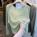 KANING European-style Long-sleeve Hollow-out Knitted For Women, 2026 Summer And Autumn New Mesh Cover-up Top_ecoleips.com