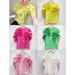 French Style 3D Floral Print Blouse Women's Short Sleeve Top Loose Fit Unique Design Chic Casual Shirt_ecoleips.com