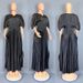 Elegant Plus Size V-Neck Gold Foil Batwing Sleeve Top & Pleated Skirt Set – Summer & Spring Casual Outfit_ecoleips.com