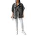 Women's Clothing Plus Size Denim Jacket For Women Fashionable Drop Shoulder Sleeve Jacket_ecoleips.com