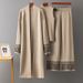 European And American Style Women's Three Piece Suit Set with Shawl Jacket round Neck Base Knit Top And Wide Leg Trousers Casual Jacquard_ecoleips.com
