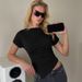 European And American Best-Selling Women's Clothing 2026 Spring New Fashion Slim-Fit Slimming Tops Solid Color_ecoleips.com