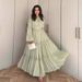 Women's Elegant Tiered Dress – Bubble Sleeves, Waist Tie Belt, Flowy Summer Dress For Casual & Party (Multi-Color & Size Options)_ecoleips.com