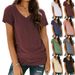Women's Clothing New Short Sleeve V Neck T Shirt Top_ecoleips.com