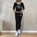 Women's Clothing Women's Suits, All Match Printed Patchwork V Neck Long Sleeved Top With Elastic Waist Pocket Trousers, Two Piece Suit_ecoleips.com