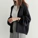 Aria Basics Aria Basics 2024 New European And American Winter Fashion Solid Color Loose Versatile Sweater Women's V-Neck Design Knitted Cardigan_ecoleips.com